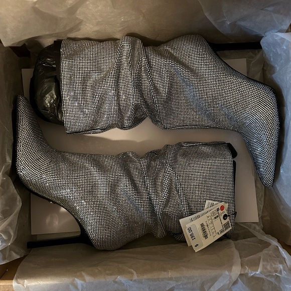 Zara Silver Heeled Boots - Picture 3 of 6